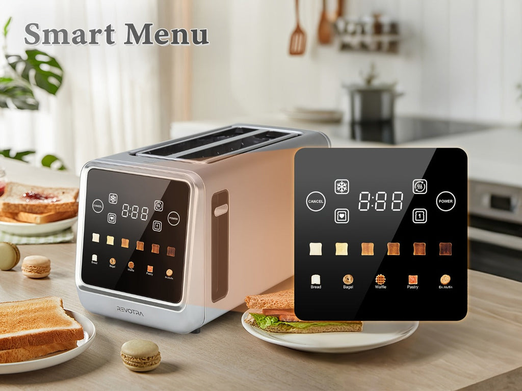 4-Slice Toaster Long Slot Stainless Steel ¨C Touch Screen LED Display, 1.5¡± Wide Slots, Countdown Timer, Memory Function, Dual Control, 6 Shade Settings