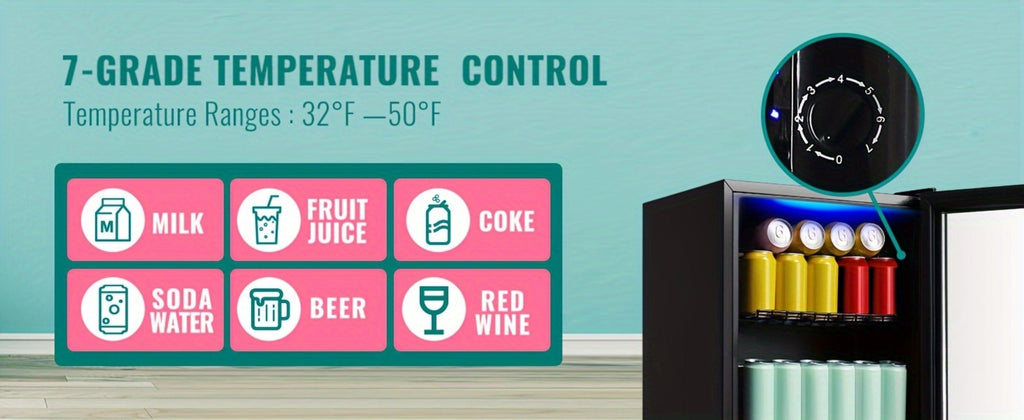 Beverage Refrigerator with Glass Door, Mini Drink Cooler Fridge with Blue LED Light, 3 Adjustable Shelves & R600a Compressor ¨C 1.7 or 3.5 Cu Ft Freestanding Bar Fridge for Home, Office, Dorm and Bar