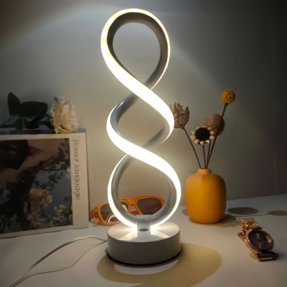 Spiral LED Table Lamp, Dimmable Push Button Control Desk Light for Bedroom Living Room Office, Modern Metal Base Indoor Accent Lamp, Unique Spiral Design Home Decor Gift for Christmas Birthday Valentine