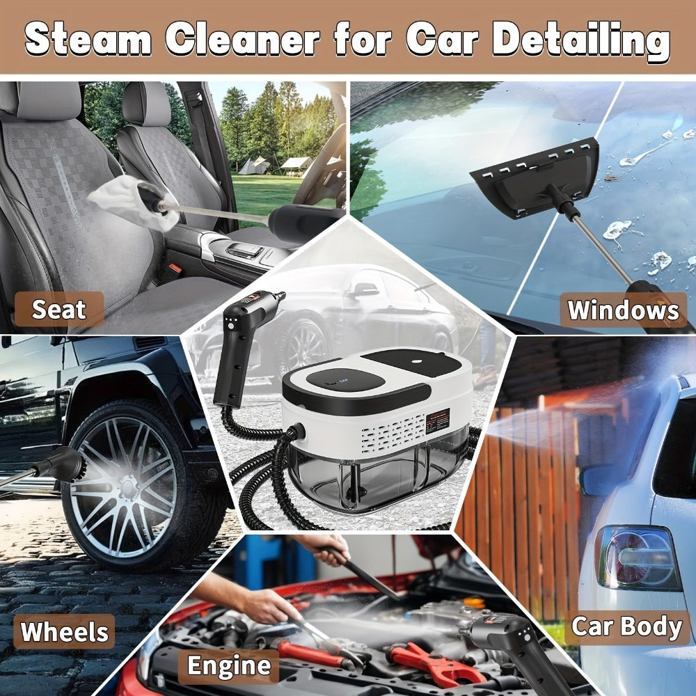 High Pressure Steam Cleaner Handheld 1.6L Large Tank 3-Level Adjustable Handle for Home Car Detailing Bed Bugs Couch Grout Furniture