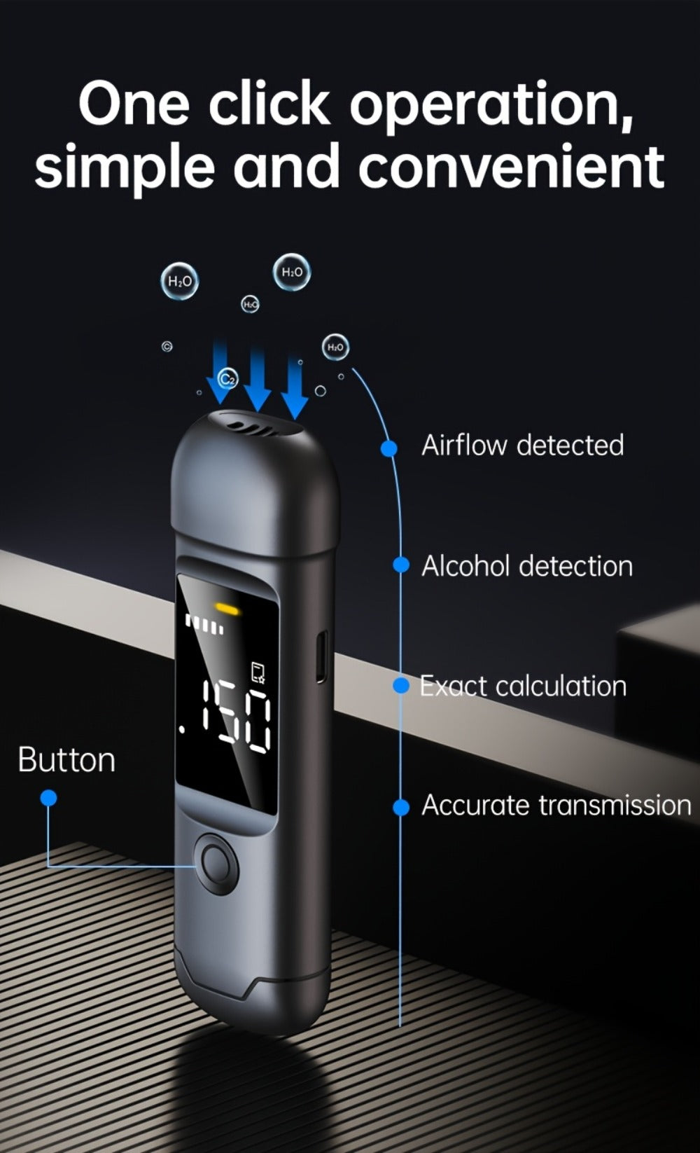 USB Rechargeable Breathalyzer with LCD Display ¨C Portable Personal Alcohol Tester, 200mAh Battery, Multi-Person Continuous Testing, Safe Driving Breath Analyzer