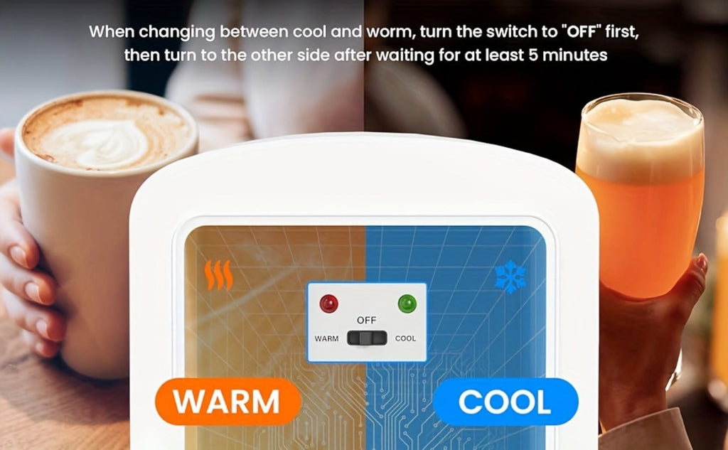 Mini Fridge Portable Cooler & Warmer 9-Can 1.59 Gal with Window ¨C Compact Skincare Refrigerator & Beverage Cooler with Cooling and Heating Function for Bedroom Office Car Travel Dorm Room