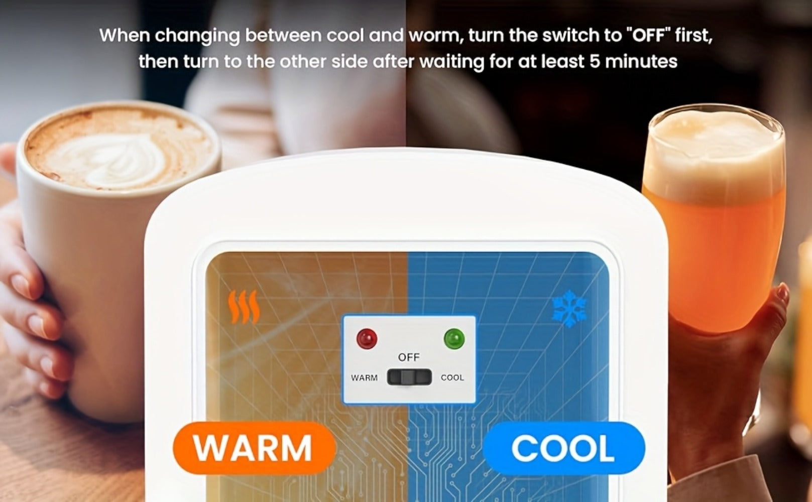 Mini Fridge Portable Cooler & Warmer 9-Can 1.59 Gal with Window ¨C Compact Skincare Refrigerator & Beverage Cooler with Cooling and Heating Function for Bedroom Office Car Travel Dorm Room