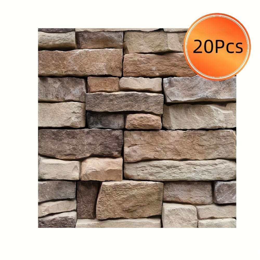 Peel and Stick Tile Stickers 20pcs Vintage Brick Pattern Self-Adhesive Waterproof Wall Tiles for Kitchen Bathroom Toilet ¨C Removable Oil-Proof Backsplash Wall Art Decor