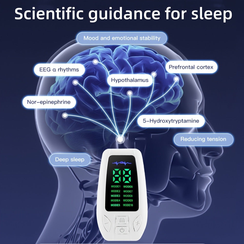 Sleep Aid Device EMS Microcurrent Therapy, Rechargeable Portable Insomnia Relief & Anxiety Reduction Device for Deep Sleep Improvement, 10 Modes Handheld Sleep Assistant for Adults