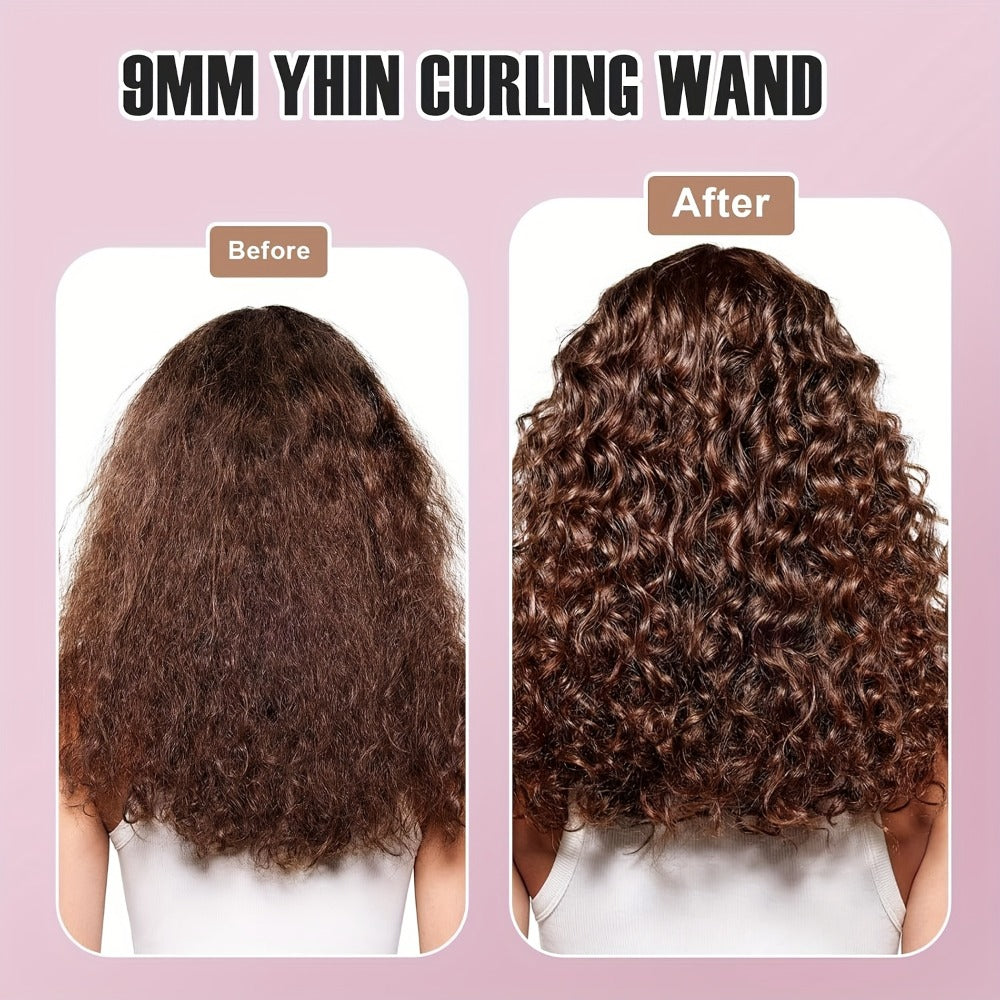 9mm Mini Curling Iron Rapid Heating for Ultra-Fine Curls Teddy Curls Water Waves & Bangs, Travel Curling Wand for Men & Women, Compact Small Barrel Hair Curler for Tight Curls Airy Bangs Holiday Gift