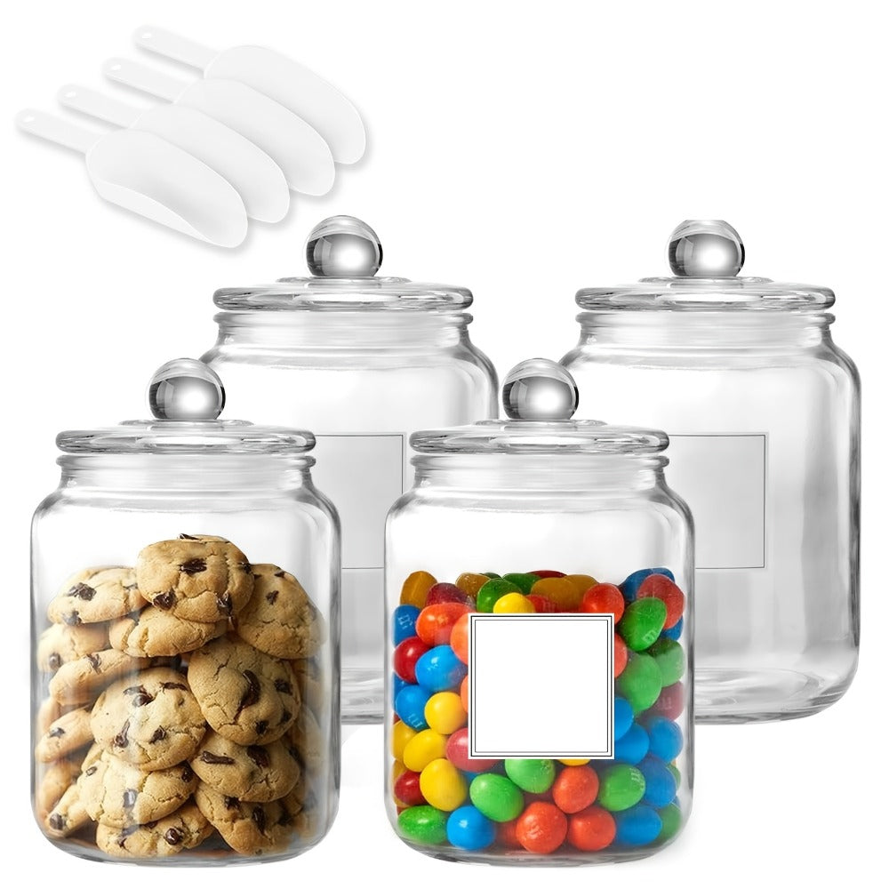 Half Gallon Glass Jars with Lids Airtight Set of 4 | Large Clear Storage Containers for Pantry, Kitchen & Laundry Room ¨C Wide Mouth Food Organization Jars with Bamboo Lid Option