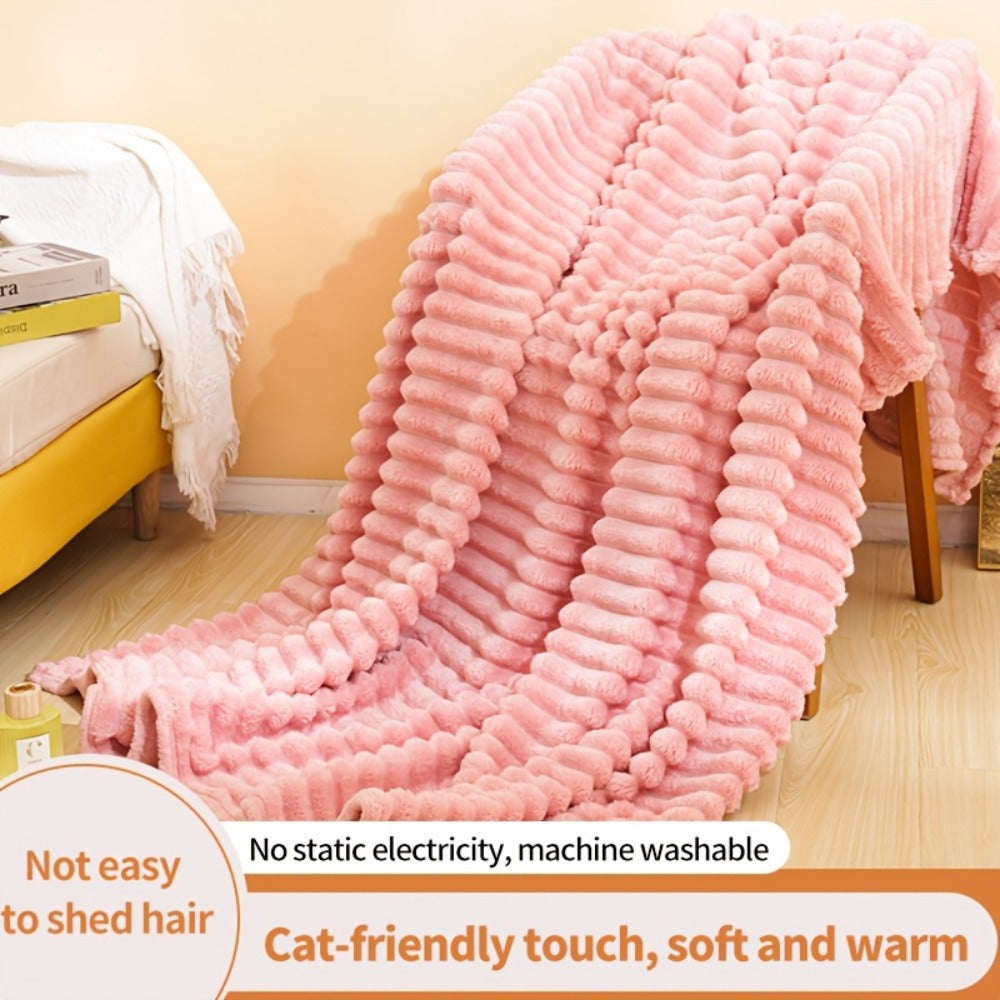 500gsm Heavy Plush Blanket ¨C Ultra Thick Soft Warm Fluffy Blanket for Bed, Sofa & Travel, Baby to Double Size, 5 Colors