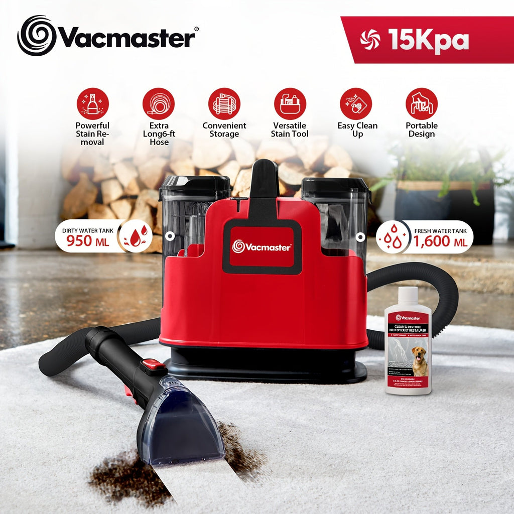 Portable Carpet Spot Cleaner Machine 15Kpa Suction Upholstery Stain Remover with Versatile Tools for Pet Hair Area Rug Couch Sofa
