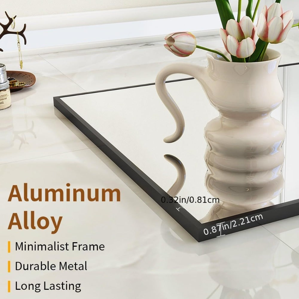 Full Length Mirror Floor Mirror with Stand, Aluminum Alloy Frame Full Body Mirror, Standing Hanging or Leaning Against Wall for Bedroom Living Room Dressing