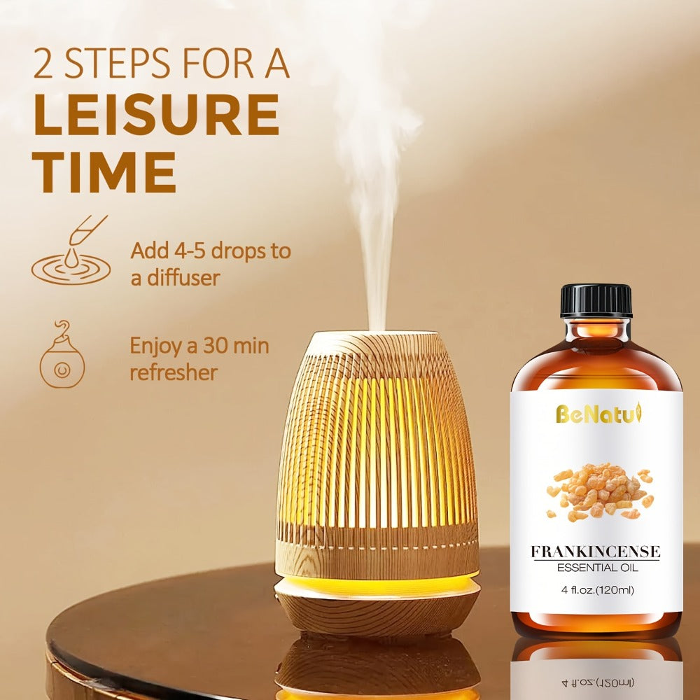Essential Oil for Diffuser & Humidifier ¨C Frankincense, Argan & Jojoba Oil, Long-Lasting Woody Warm Resin Aroma for Home, Hotel & Room Decor, Candle Making & Aromatherapy, 4.06oz Natural Formula