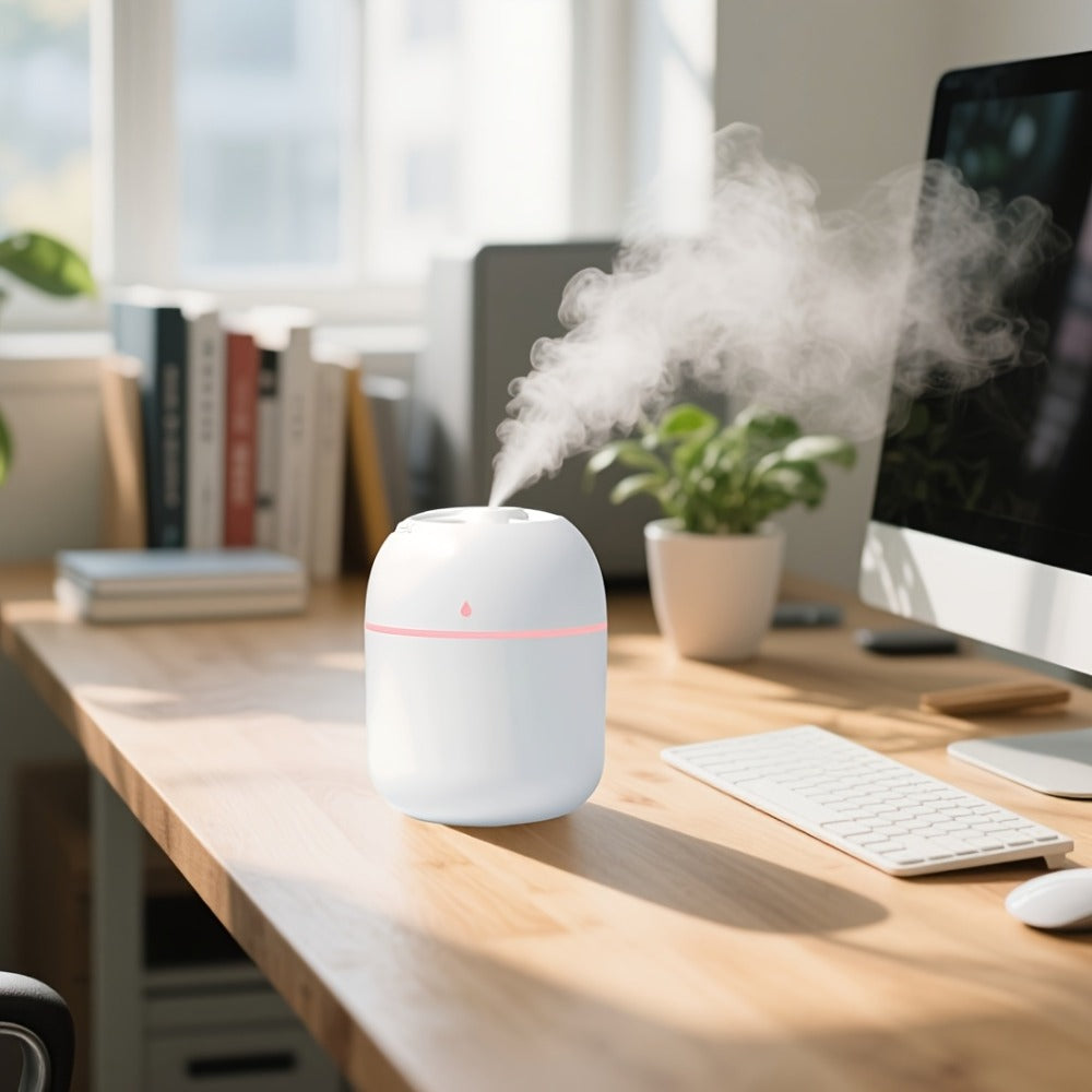 Aromatherapy Mist Humidifier USB Powered Night Light Low Noise Energy Efficient for Indoor Car Air Refreshing Plant Health Calming Body Mind Bedroom Office 2pcs