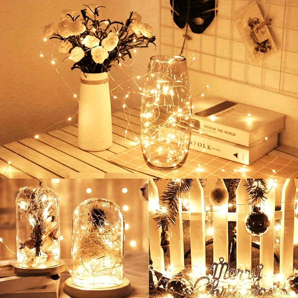Fairy Lights Battery Operated with Batteries Included ¨C 6.5ft 20 LED Silver Wire Mini String Lights, Firefly Starry Lights for Wedding, Christmas, Party, Mason Jars & DIY Decor ¨C 30 or 100 Pack