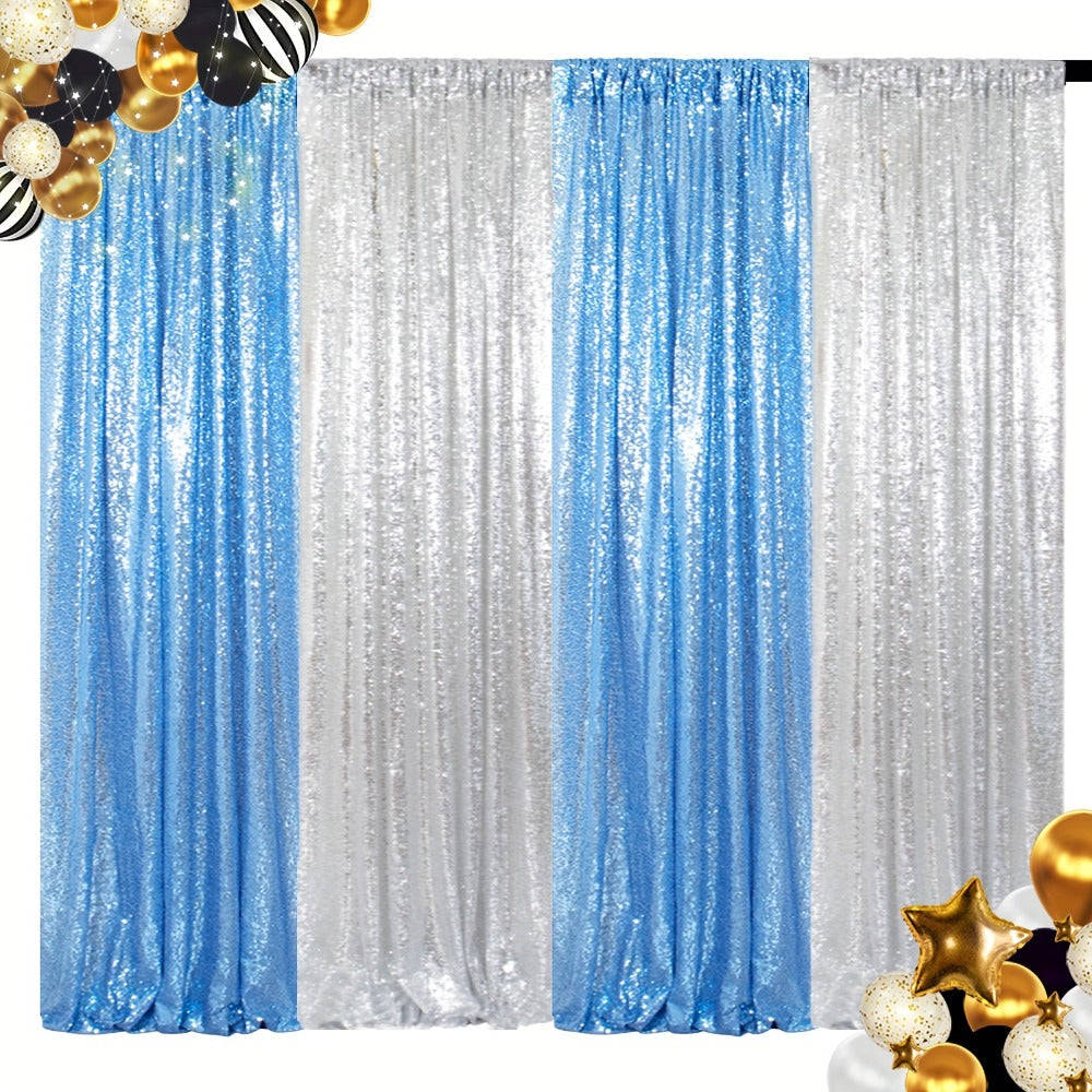 Sequin Backdrop Curtain 4 Panels 2FTx8FT ¨C Shimmer Glitter Background for Wedding Party Photo Booth Decoration