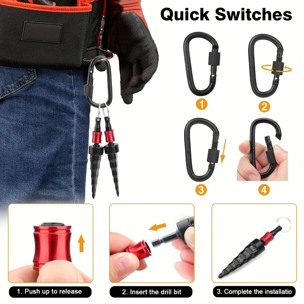 Copper Pipe Tube Expander Swaging Drill Bit Set 6-in-1 HVAC Tool 1/4 3/8 1/2 5/8 3/4 7/8 Inch Quick Release Bit Holder Air Conditioner Repair Kit