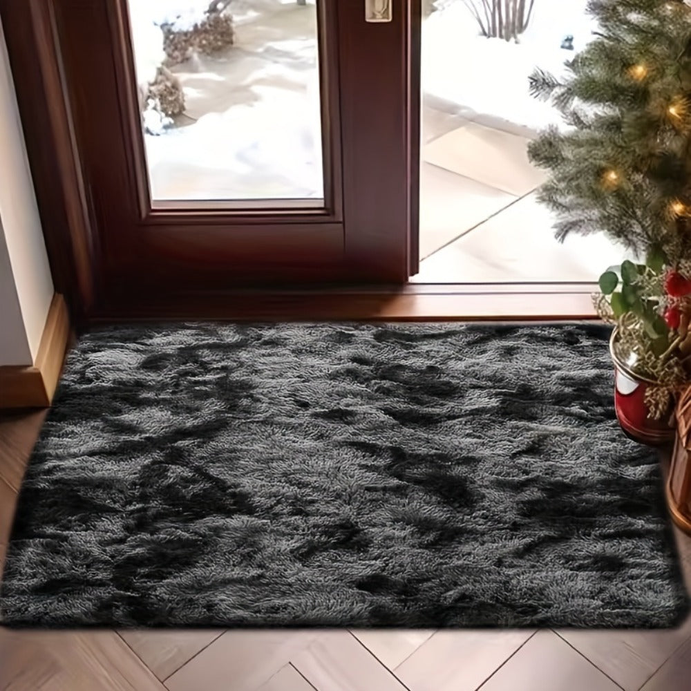 Tie-Dye Plush Area Rug Soft Non-Slip - Absorbent Machine Washable Fluffy Mat for Living Room Bedroom Bathroom, Modern Luxury Home Accent Rug, Dark Gray Black Light Gray Pink, 2 Sizes