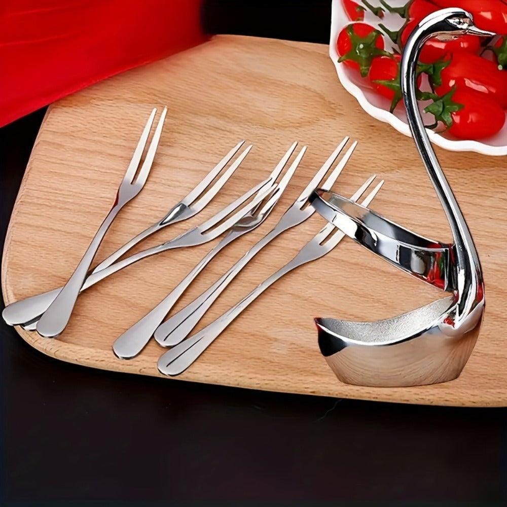 Swan Shaped Cutlery Rack Stainless Steel | Elegant Decorative Plate Holder Stand | Creative Metal Tableware Display for Party Wedding Dining Table Home Kitchen Decor