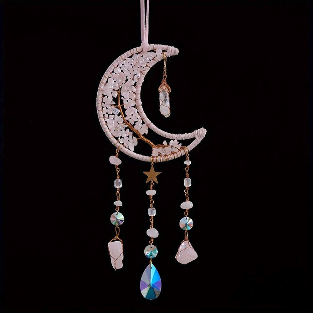 Dreamcatcher Moon Suncatcher Wall Hanging ¨C Handmade Boho Wind Chime Pendant for Indoor Outdoor Garden, Courtyard & Party Decor ¨C Christmas & Birthday Gift