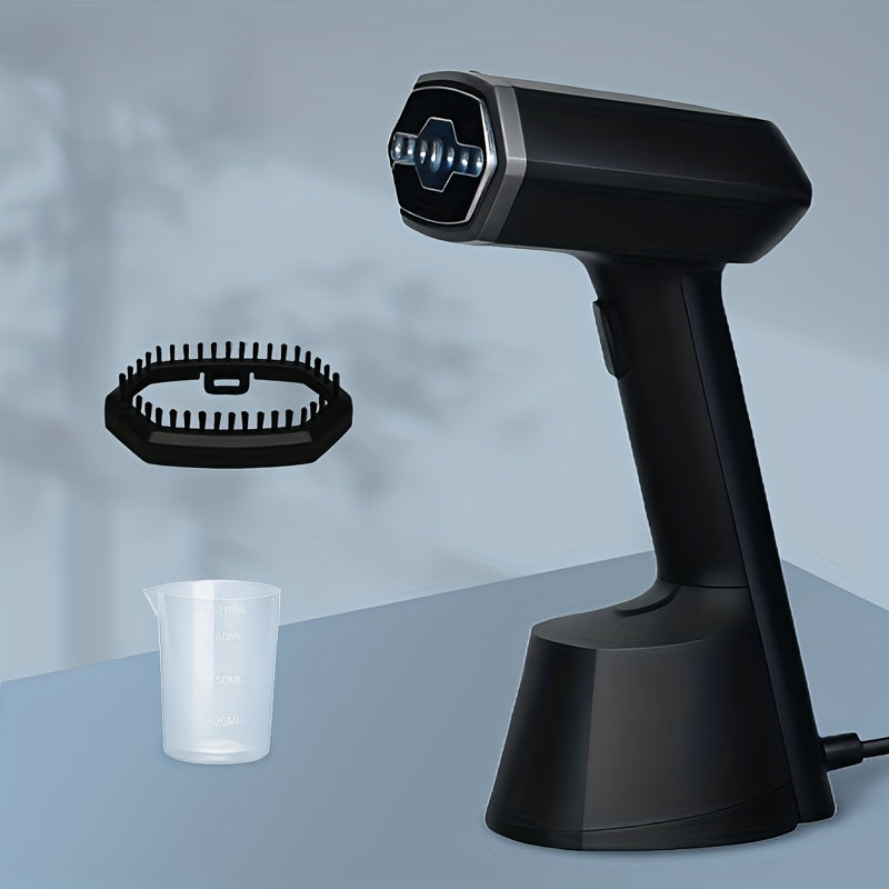 Handheld Garment Steamer for Clothes 30-Second Heat-Up 9.13oz Large Water Tank Ergonomic Grip Removable Base Compact Wrinkle Remover for Shirts Blouses Dresses Home Travel Black