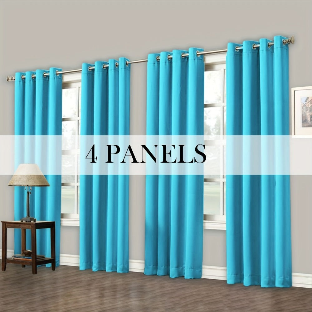 Blackout Curtains Grommet Top Room Darkening Window Drapes 4 Panels Set Living Room Bedroom