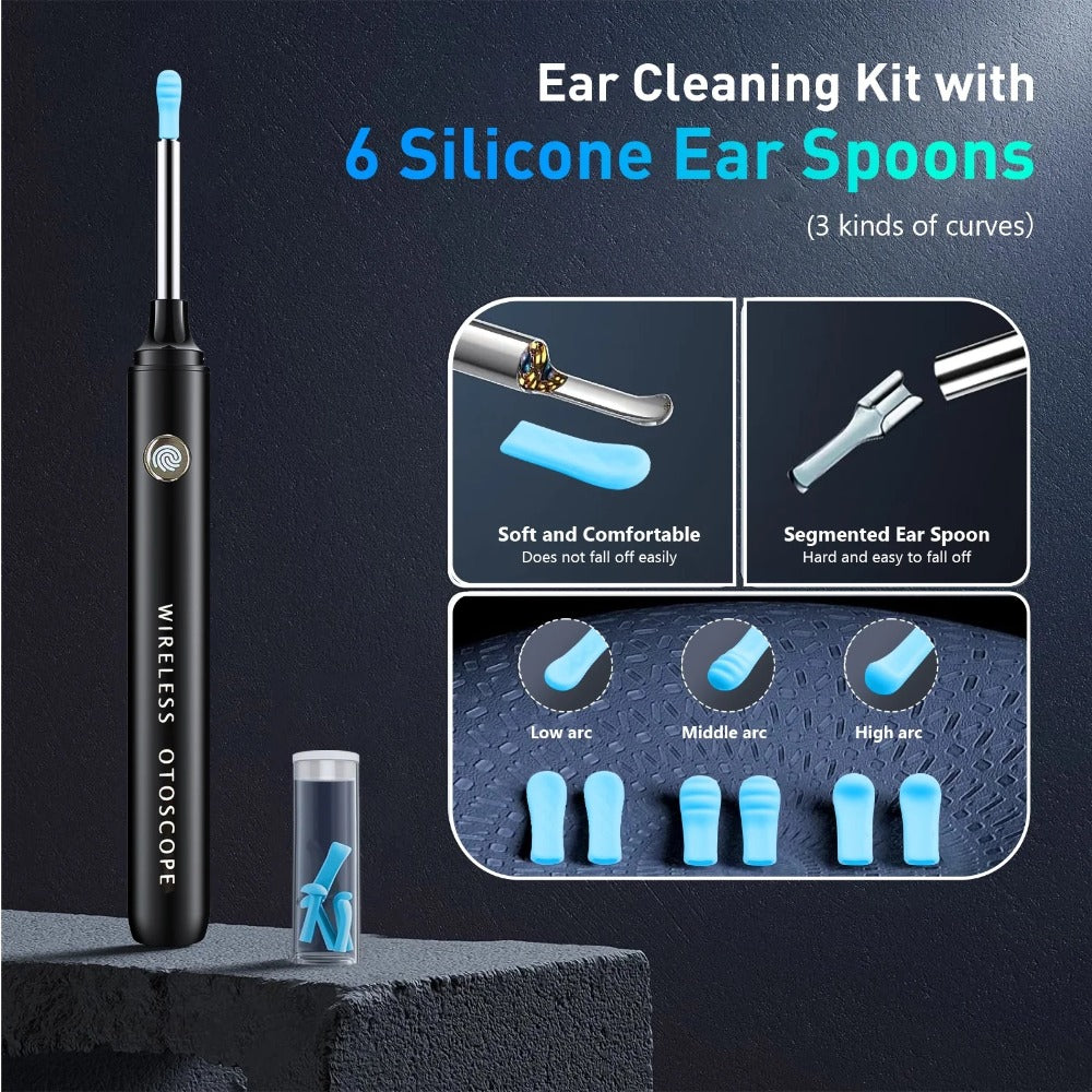 Ear Wax Removal Tool Set 2-in-1 WiFi Visual Ear Washer and Ear Scoop ¨C 1080P HD Camera Ear Cleaning Kit for Effective Earwax Buildup Removal, Smartphone Compatible Home Ear Care