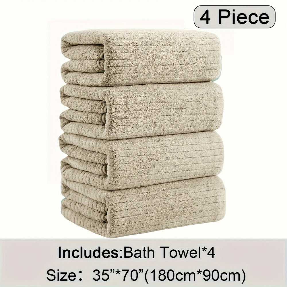 Bath Towels Set 4 Pack 35x70 Inch Oversized Extra Large - Microfiber Super Absorbent Quick Dry XL Bath Sheet Soft Bathroom Towels | 13 Colors | Family Hotel Spa Shower Towel Set Coastal Style