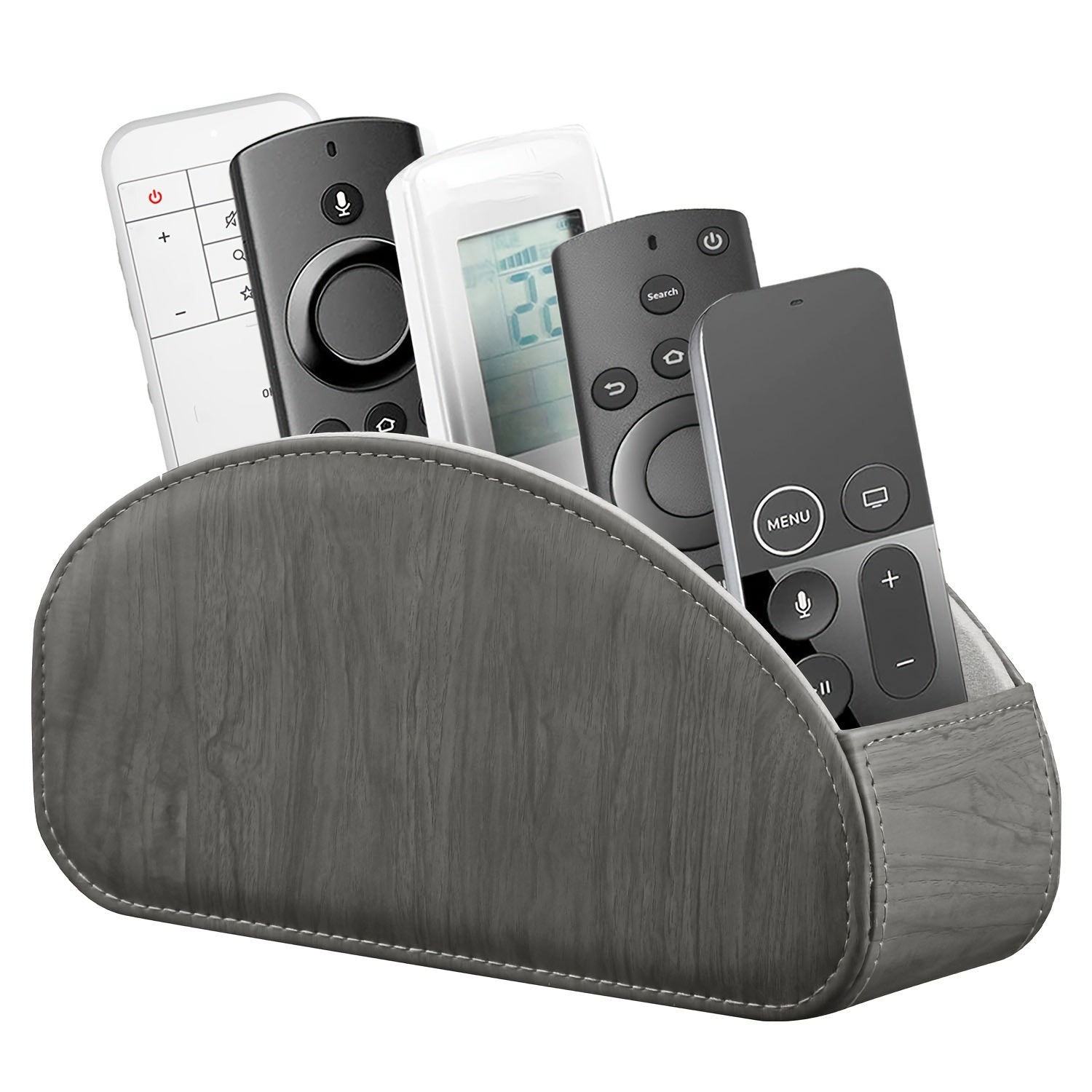 Faux Leather Desktop Organizer 5 Compartments ¨C Multifunctional Remote Control Holder Caddy, Pen Holder Storage Box for Remote Controls, Pens, Eyeglasses, Makeup Brushes & Office Stationery, 10 Styles