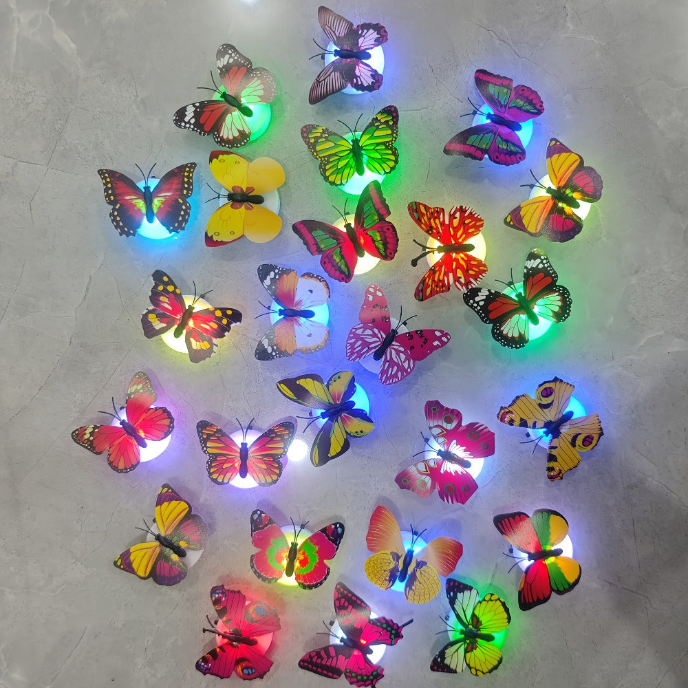 LED Butterfly Wall Stickers 30pcs 3D Glowing Butterfly Decorations Night Light Colorful Wall Decals for Bedroom Living Room Party Wedding Christmas Holiday Home Decor Random Color
