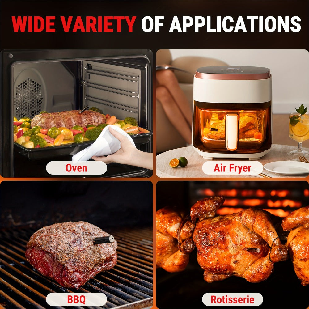 Wireless Meat Thermometer 500Ft Bluetooth ¨C Dual Sensor Digital Food Thermometer for Oven, Grill, BBQ, Smoker & Air Fryer with App & Temperature Alarm