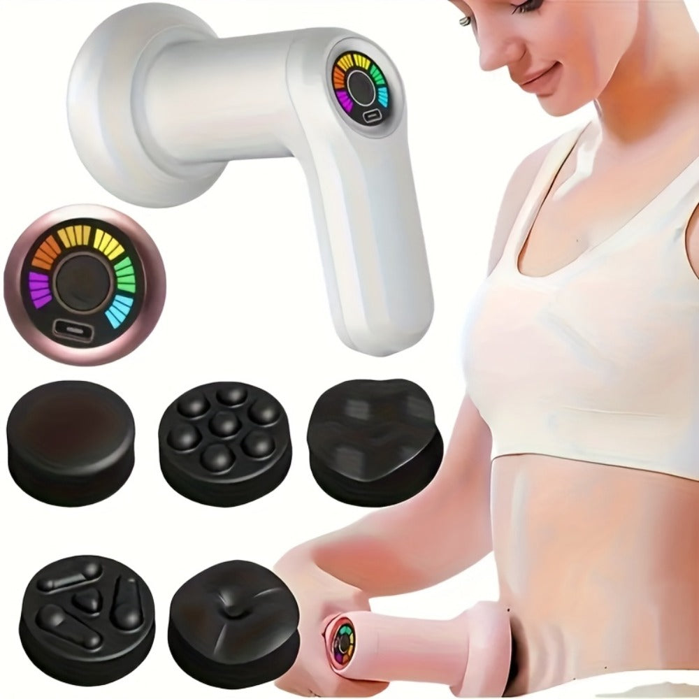 Body Sculpting Massager ¨C Handheld Vibration Body Shaper with 5 Interchangeable Massage Heads | Portable Electric Body Contouring & Slimming Massager for Men & Women | Home Beauty Instrument