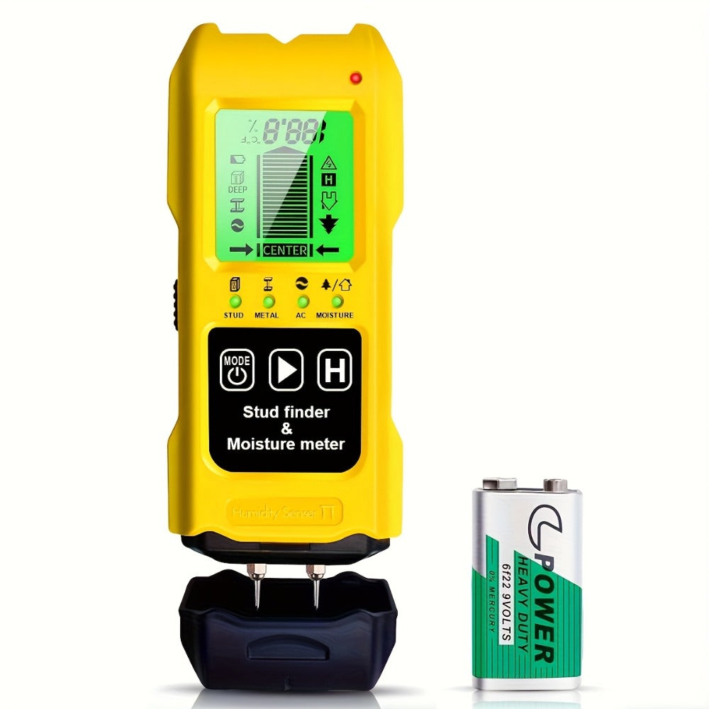 Stud Finder Wall Scanner 7-in-1 LCD Display Sound Alert | Wood Deep Stud Metal AC Wire Moisture Meter Temperature Sensor | Center-Finding Digital Wall Detector for DIY Home Renovation Construction