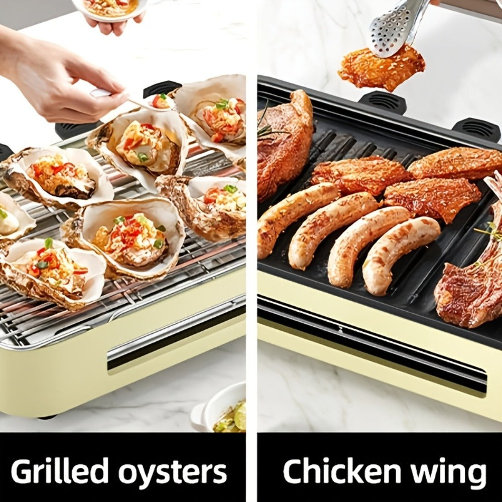Electric Grill 2-in-1 Indoor BBQ & Frying Pan ¨C 1500W Temperature Control, Non-Stick Detachable Cooking Board, Portable Electric Grill for Meat, Dishwasher Safe, Christmas Gift Idea with Gift Bag