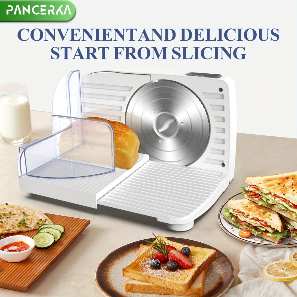 Electric Meat Slicer 0-15mm Adjustable Thickness ¨C Home & Commercial Deli Food Cutter for Meat, Vegetables, Fruits, Bread & Lamb, Stainless Steel Blade, Easy to Clean Kitchen Slicing Machine