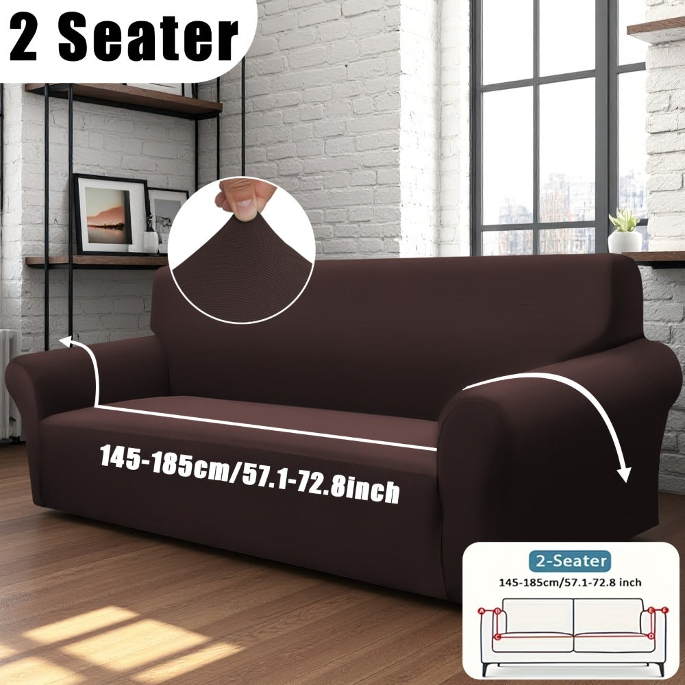 Stretch Sofa Cover Elastic Band | Milk Fiber Fabric Slipcover, Machine Washable Polyester Spandex, 1 to 4 Seater Armchair Couch Cover, Red Gray Blue Black Coffee, Home Decor