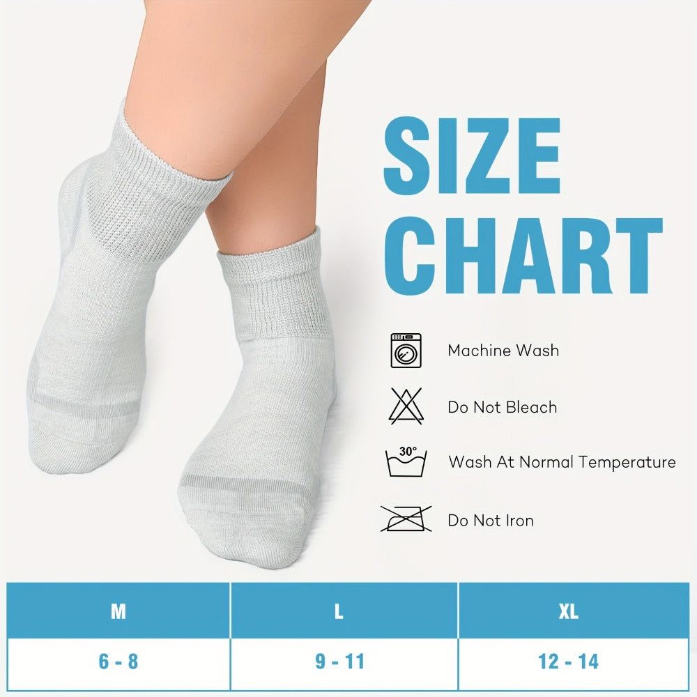 Wide Calf Socks 5 Pairs Loose Top Non-Binding Breathable Crew Socks for Men Women Plus Size Large Leg Edema Varicose Veins Comfort Fit M L Mixed Black