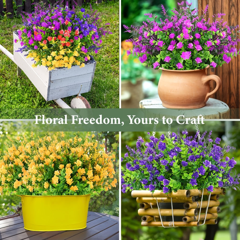Artificial Flowers Outdoor UV Resistant Faux Daisy Bundles for Porch Patio Garden Decor - 9/18/27/36 Bundles Multicolor Realistic Fake Flowers Spring Summer Window Box Hanging Planter