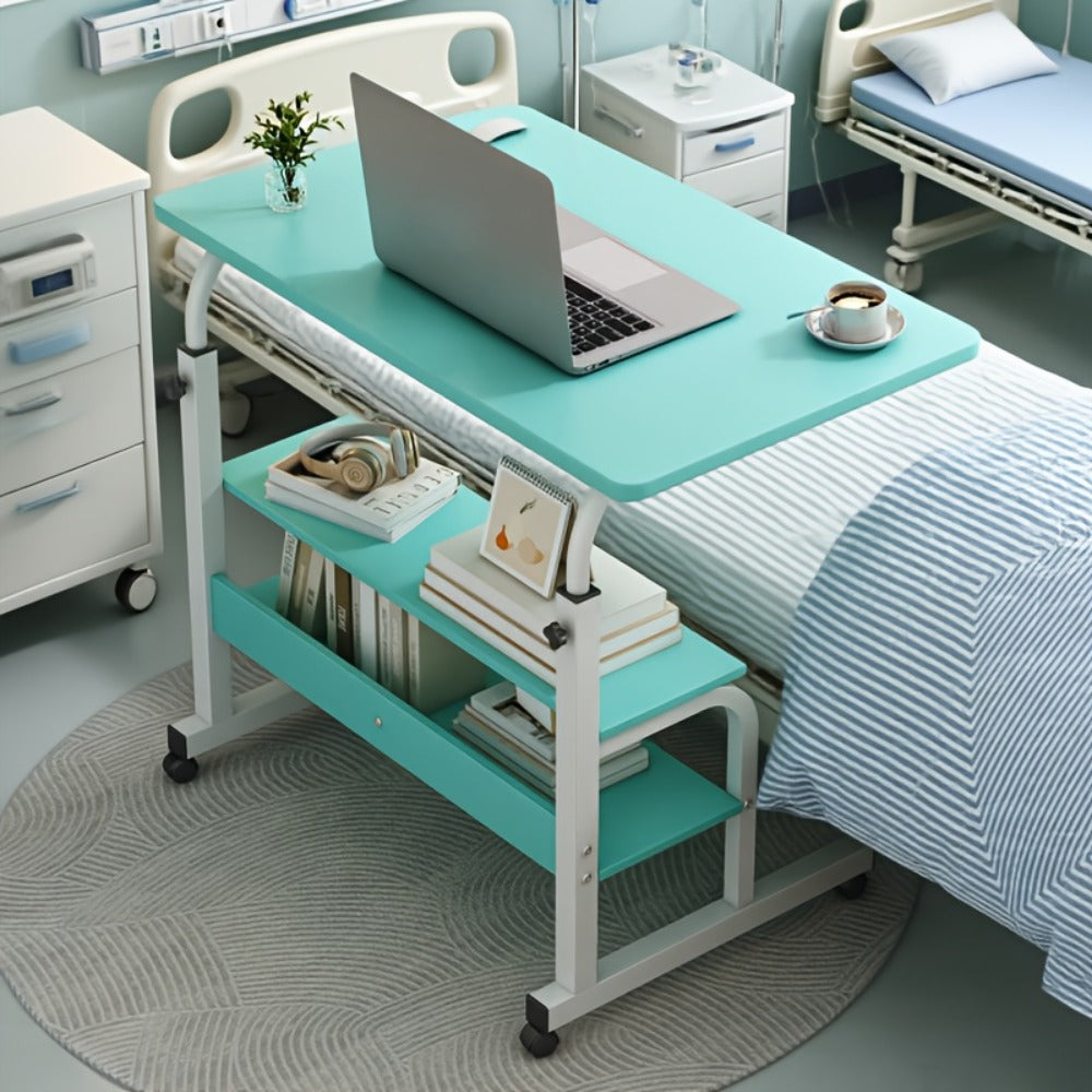 Overbed Table with Casters Adjustable Height ¨C Bedside Nursing Table for Hospital & Home Care, Rolling Laptop Desk for Elderly & Patients, Meal Tray Stand, Multiple Colors