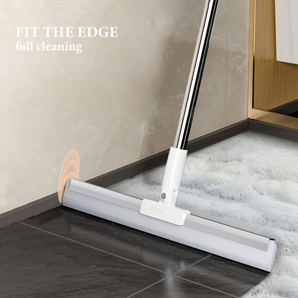 Silicone Squeegee Broom with Detachable Rotatable Head Long Stainless Steel Handle Floor to Ceiling Cleaning for Glass Tile Hardwood Carpet Shower Window