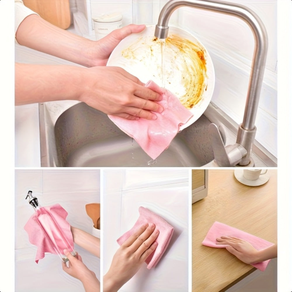 Reusable Microfiber Cleaning Towels 30-Pack, Kitchen Dish Cloth Roll, Absorbent Hand-Torn Disposable Napkins, Multi-Color Household Cleaning Cloths for Kitchen & Bath