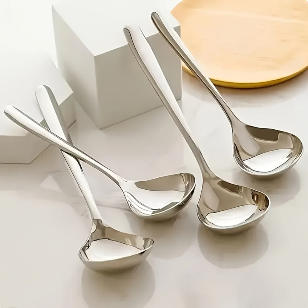 304 Stainless Steel Long Handle Soup Spoons Set | Hot Pot Spoon for Soup Porridge Restaurant Kitchen
