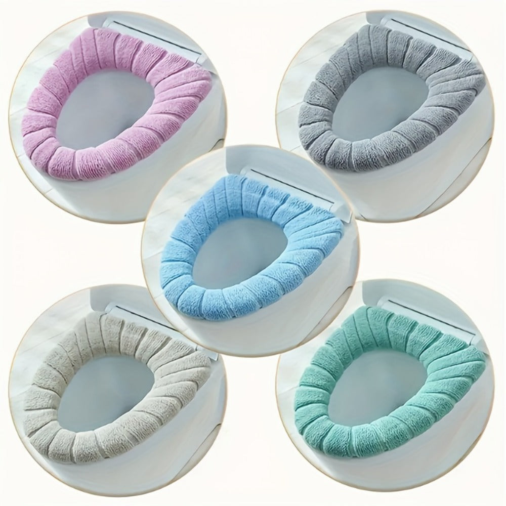 Toilet Seat Cover Set 5pcs ¨C Soft Plush All-Inclusive Machine Washable Bathroom Seat Covers Fit Most Standard Toilets, Skin-Friendly Elastic Fabric