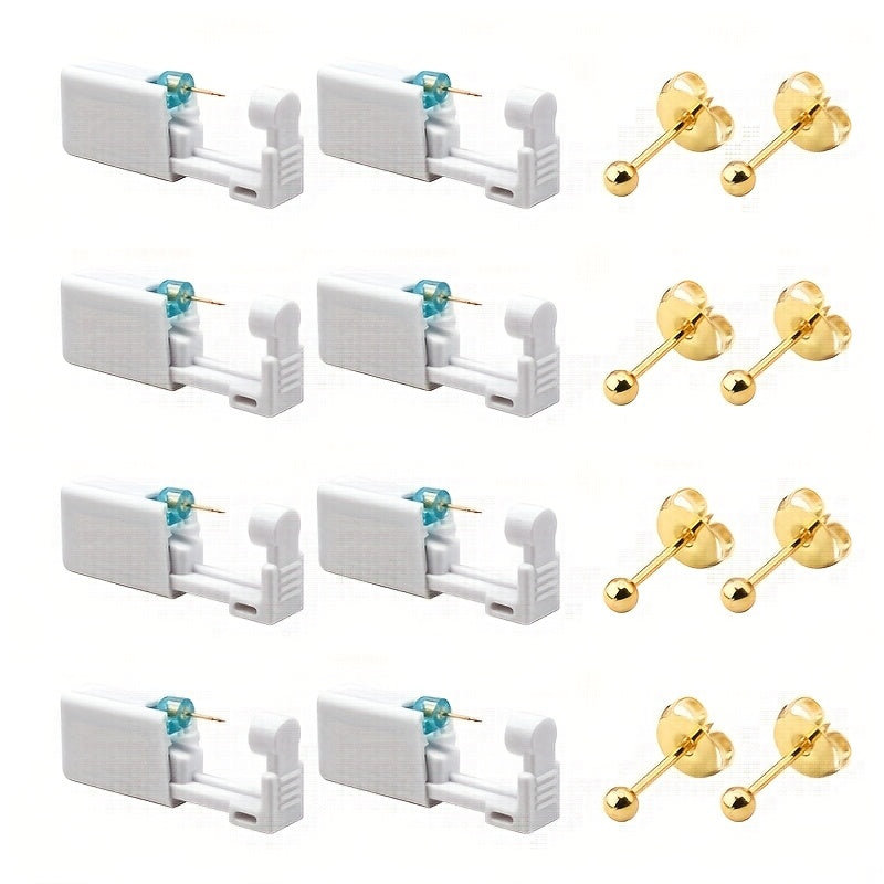 Ear Piercing Kit ¨C 8 PCS Disposable Self Piercing Gun with 316 Stainless Steel Earrings, Safe & Easy Home Ear Piercing Tool for Family & Party Use