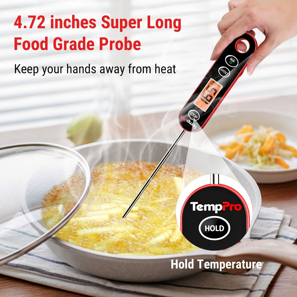 Instant Read Meat Thermometer ¨C TempPro IC6030 Fast 3-Second Digital Kitchen BBQ Thermometer with 4.72¡± Foldable Probe & Backlit Display