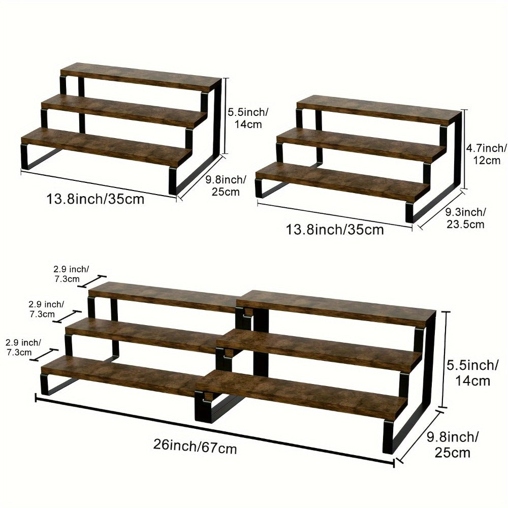 Expandable Spice Rack Organizer 3-Tier 2-Pack ¨C Adjustable 13.8¡± to 26¡± Display Riser Stand for Kitchen Cabinet, Countertop & Pantry ¨C Shelf for Spices, Liquor, Perfume, Makeup & Collectibles