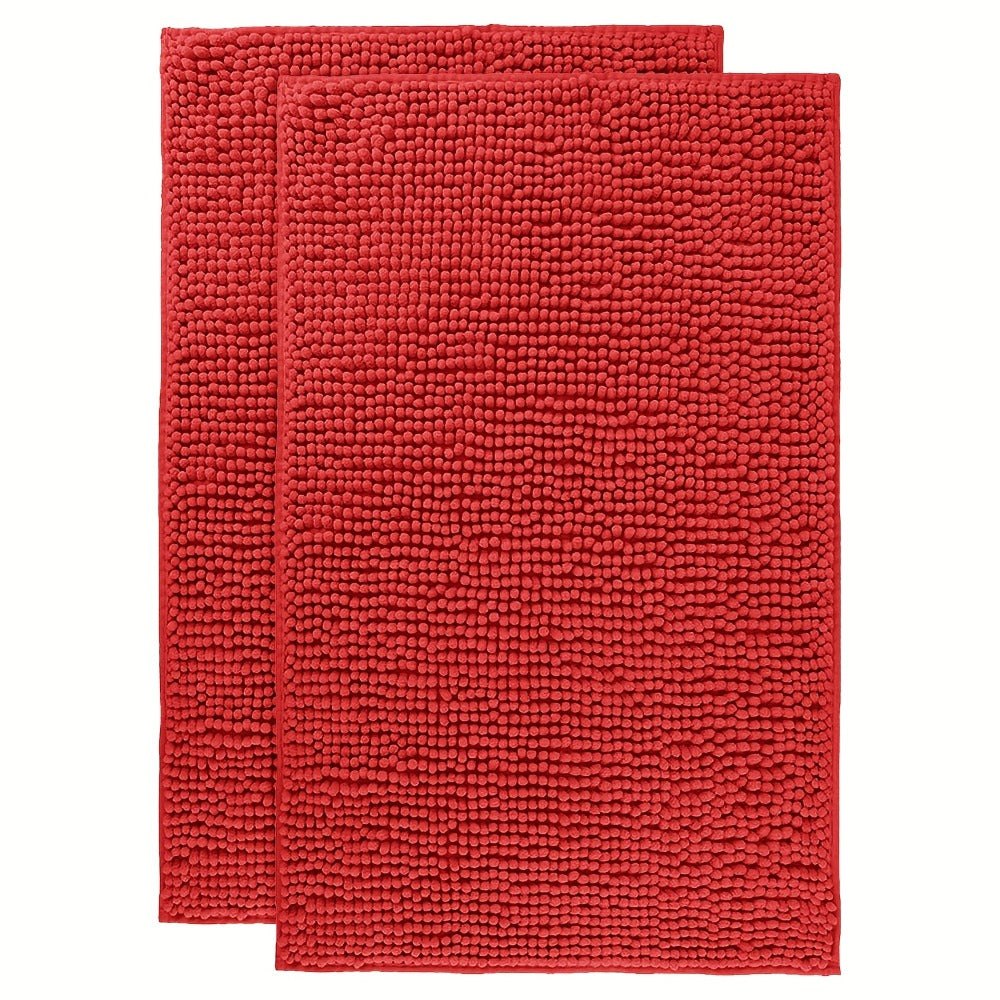Chenille Bath Rug Extra Thick Soft Absorbent Non-Slip Bathroom Mat Machine Washable, Multiple Sizes & Colors