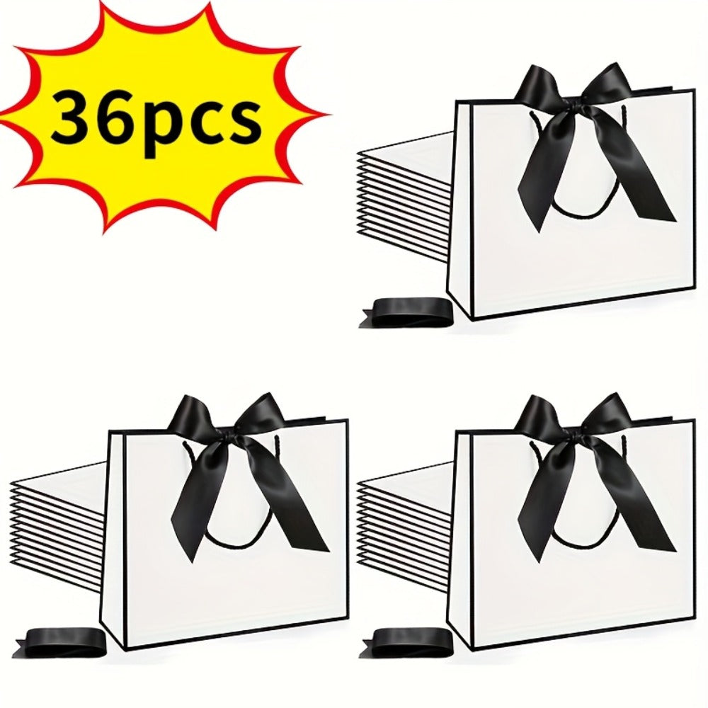 Gift Bags with Handles for Party Favors - Butterfly Ribbon Thank You Bags Wedding Baby Shower Birthday Bridesmaid Housewarming Autumn Celebration Elegant Packaging 12 24 36pcs