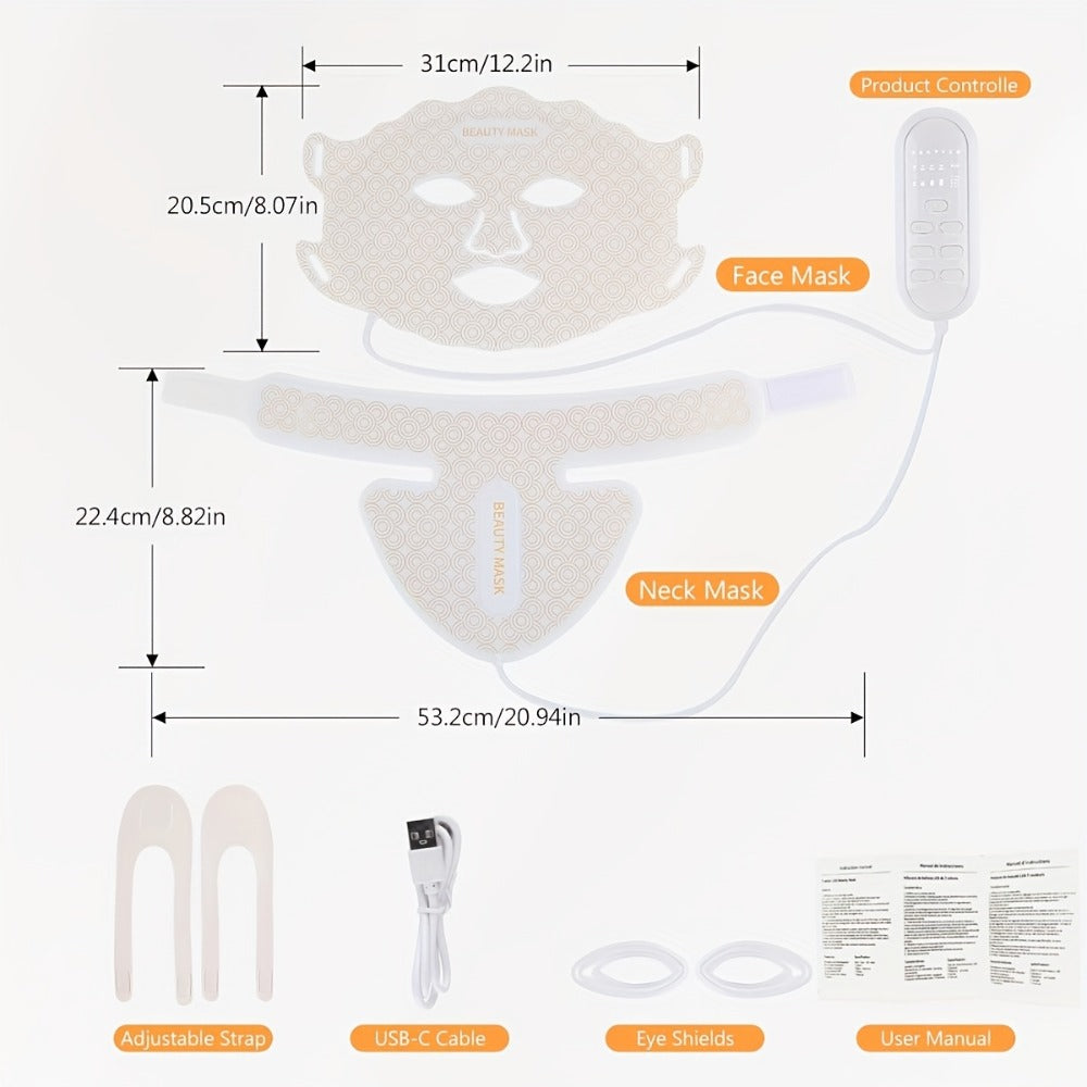 Red Light Therapy Face Mask ¨C 7-in-1 LED Device for Face, Neck & Chest, 95 Beads 650nm & 850nm Dual Wavelength, Flexible Soft Silicone, Remote Control, Anti-Aging Home Spa Beauty Gift for Women