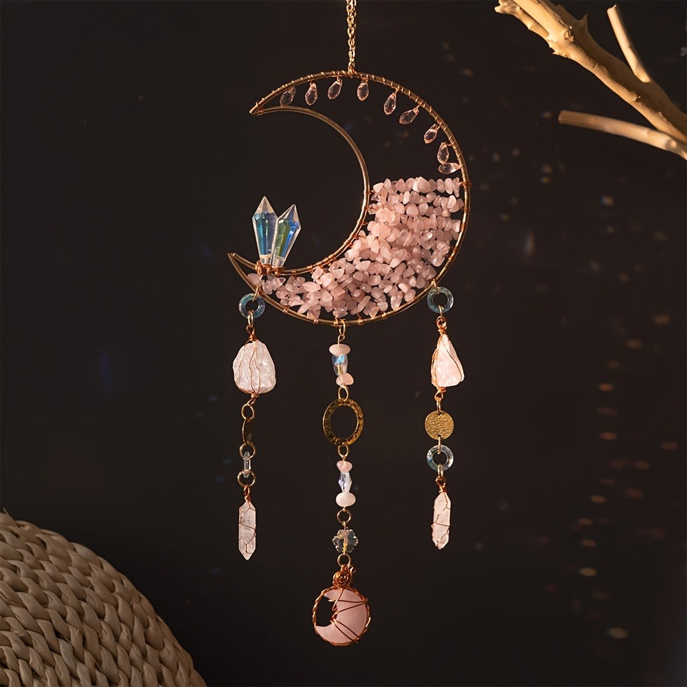Dreamcatcher Moon Suncatcher Wall Hanging ¨C Handmade Boho Wind Chime Pendant for Indoor Outdoor Garden, Courtyard & Party Decor ¨C Christmas & Birthday Gift