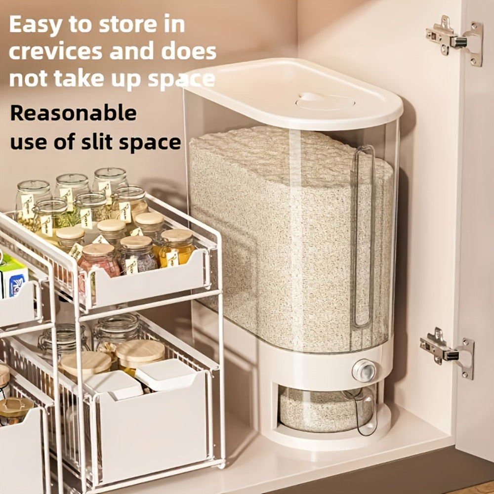 Rice Storage Container Airtight Sealed Moisture-Proof Insect-Proof Food Grade PET Grain Bin with Measuring Cup Flip-Top Lid 11lbs 22lbs White Transparent