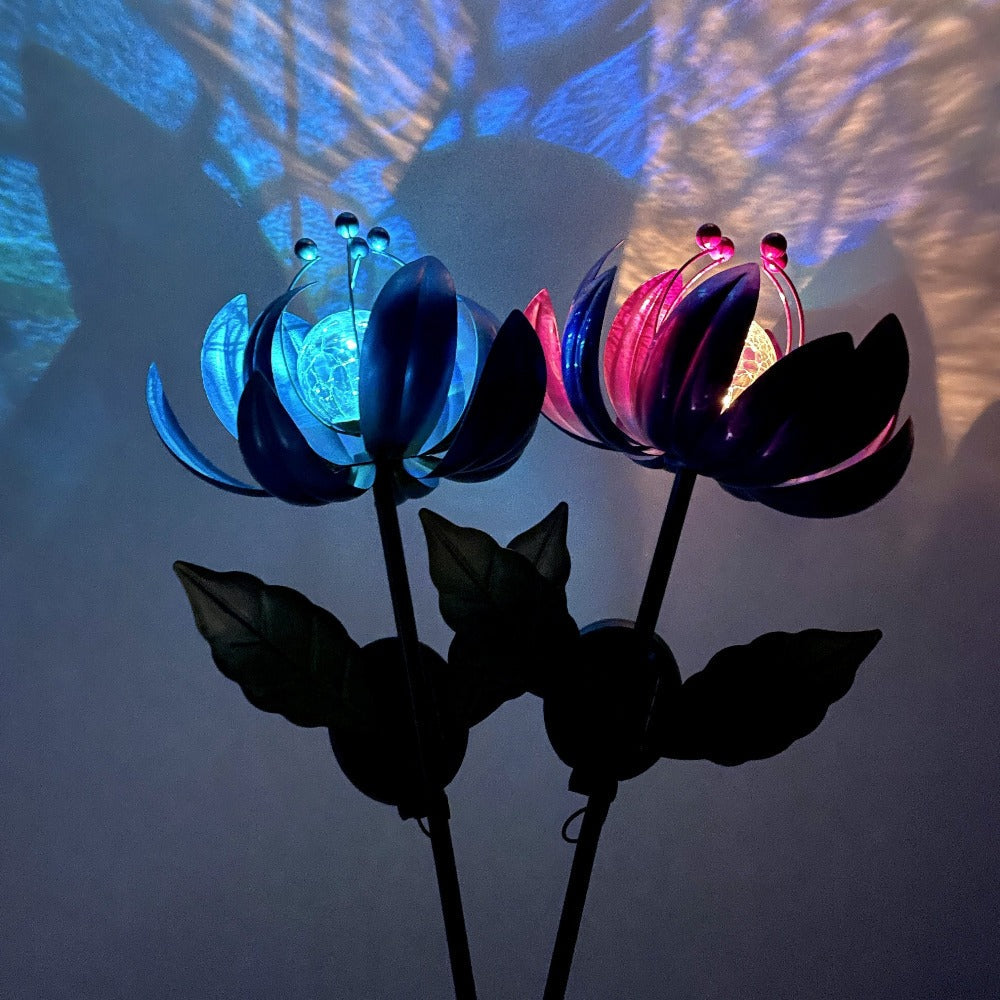 Solar Outdoor Windmill Light Rotating Garden Stake | Color Changing LED | Waterproof Solar Garden Light | Spinning Windmill Lamp for Patio Lawn Yard Pathway Decoration | Purple Blue